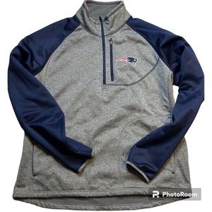Mens NFL New England Patriots Pullover NFL 1/2 Zip Up Gray Navy Blue